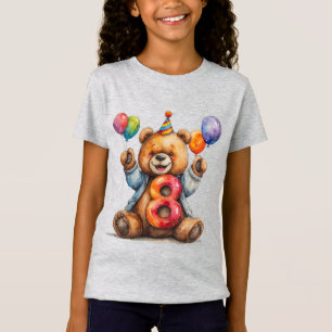 T-Shirt Ours mignon d'anniversaire avec ballons et chapeau