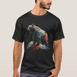 T-shirt Ours montagnes coloré animaux sauvages zoo art ani