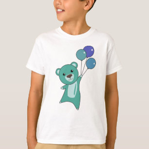 T-shirt Ours Mouches Turquoise Avec Ballons Bons Bêtes Ani