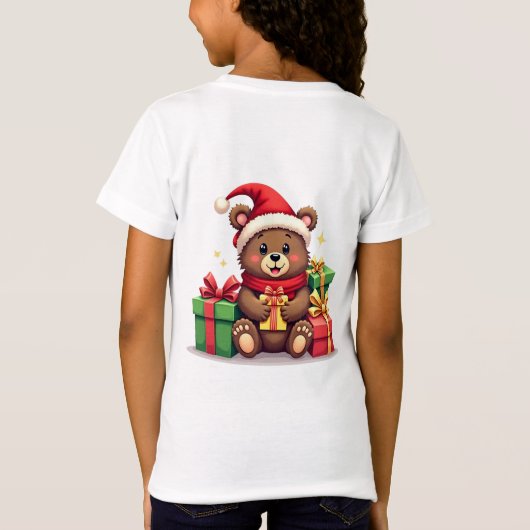 T-Shirt Ours Noël Père Noël avec cadeau design (Dos)