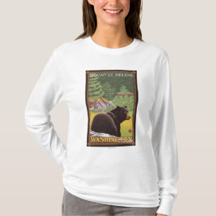 T-shirt Ours noir dans la forêt - le Mont Saint Helens, W