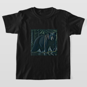 T-shirt Ours Noir Majestueux De La Forêt Du Nord