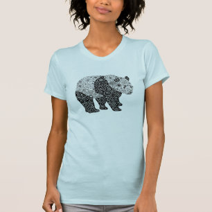 T-shirt Ours panda floral Artsy illustré par main unique