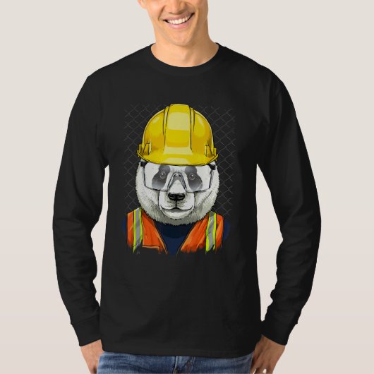 T-shirt Ours Panda Géant Ouvrier de Construction Panda (Devant)