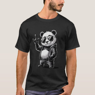 T-shirt Ours Panda Rétro Musique Rock Hommes Enfants Femme