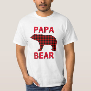 T-shirt Ours Papa carreaux rouge noir