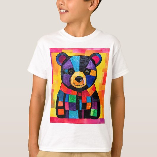 T-shirt Ours patchwork adorable (Devant)