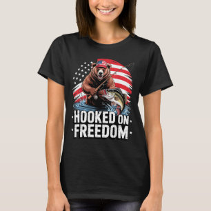 T-shirt Ours patriote accroché à la liberté pêche américai