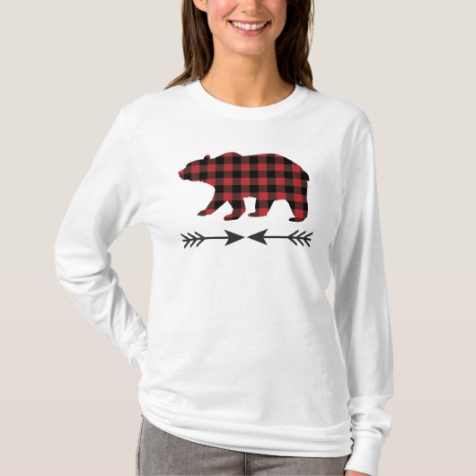 T-shirt Ours Plaid Noir Rouge (Devant)