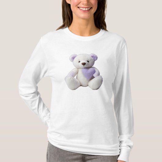 T-shirt Ours polaire Accrocher Lavande Violet Violet Coeur (Devant)