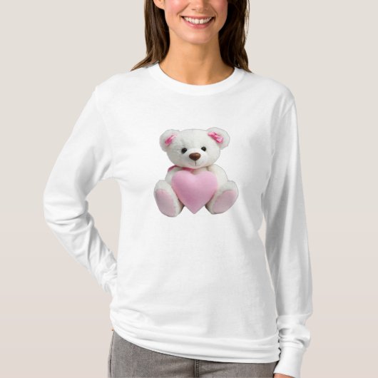T-shirt Ours polaire Accrocher Rose Coeur rose (Devant)