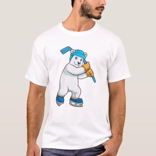 T-shirt Ours polaire au hockey sur glace avec bâton de hoc (Devant)
