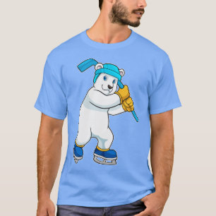 T-shirt Ours polaire au hockey sur glace avec bâton de hoc
