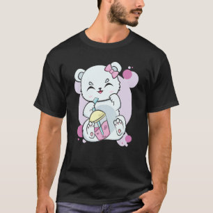 T-shirt Ours Polaire Boire Saveur Boba Avec Lait Noir Te