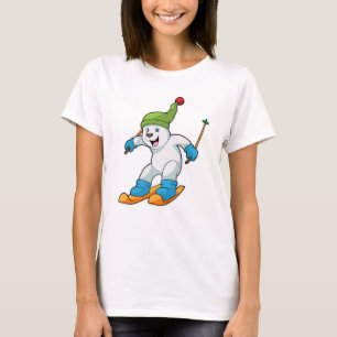 T-shirt Ours polaire comme skieur avec casquette Ski & Bob