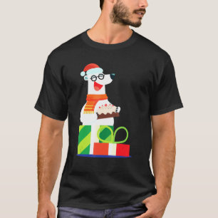 T-shirt Ours polaire de Noël avec gâteau Casquette de Noël