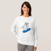 T-shirt Ours polaire en Snowboardeur avec Snowboard (Devant entier)