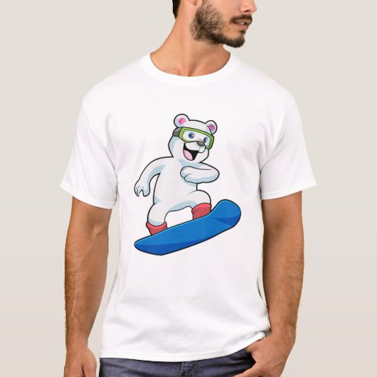 T-shirt Ours polaire en Snowboardeur avec Snowboard (Devant)