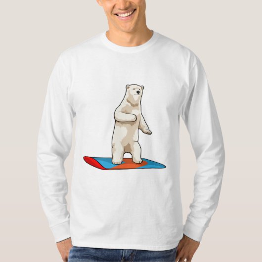 T-shirt Ours polaire en Snowboardeur avec Snowboard (Devant)