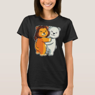 T-shirt Ours Polaire Et Lion Mignons Animaux Pour Femmes A