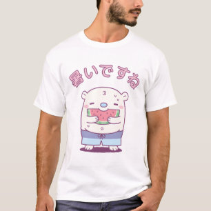T-shirt Ours polaire mignon Manger Watermelon Été Sa Chaud