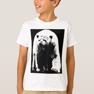 T-shirt Ours polaire noir et blanc Pop Art