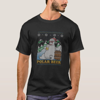 T-shirt Ours polaire Père Noël Boire Bière Laide Christma