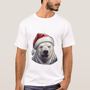 T-shirt Ours polaire portant un chapeau de Père Noël