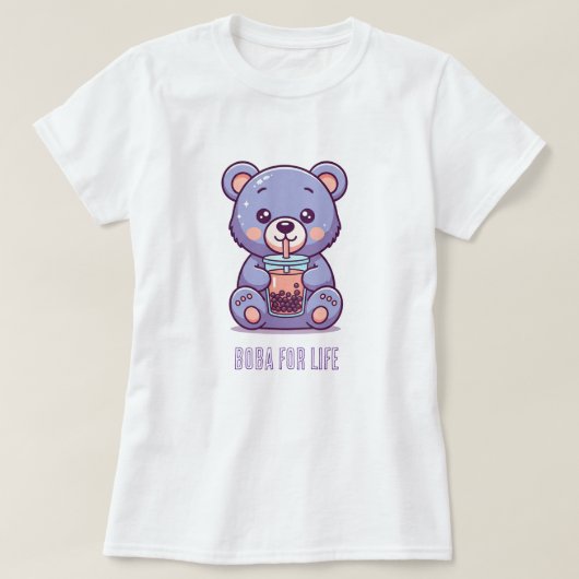 T-shirt Ours pourpre buvant de Boba (Design devant)