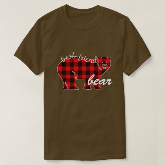 T-shirt Ours Pyjama Rouge Plaid Buffalo Famille (5) (Design devant)