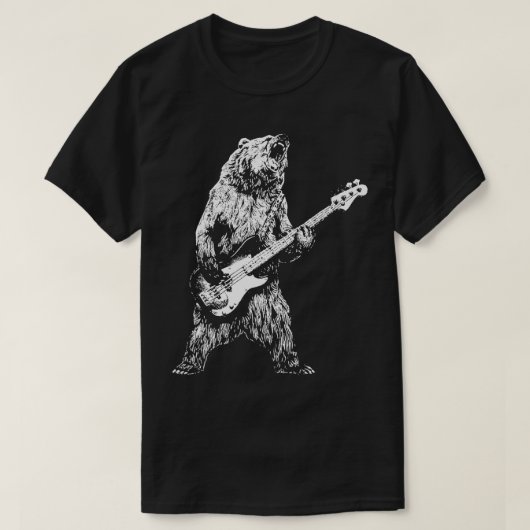 T-shirt Ours Rétro Jouer Basse Guitare Ours Guitariste Mus (Design devant)