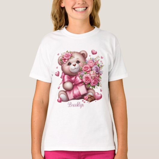 T-shirt Ours Rose de la Saint-Valentin (Devant)