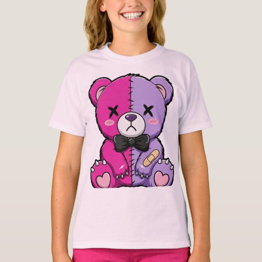 T-shirt Ours scindé mignon et effrayant (Devant)
