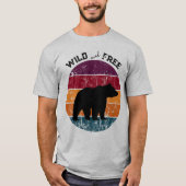 T-shirt Ours Silhouette Retro Stripes Wild Gratuit (Devant)