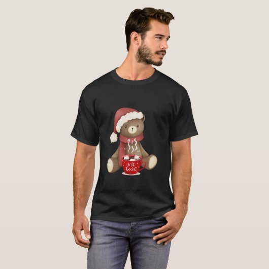 T-shirt Ours Teddy À Tête Mignonne Chocolat Chocolat Chaud (Devant entier)
