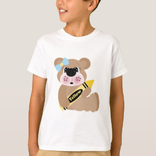 T-shirt ourson écolière mignon avec crayon jaune