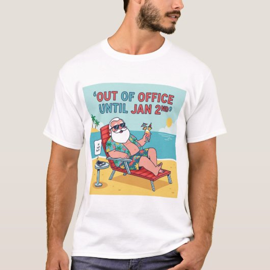 T-shirt Out of Office – Santa’s Post-Holiday Vacation Tee (Devant)