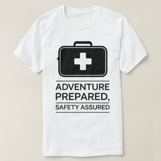 T-shirt Outdoor Adventure Safety First Aid Kit Design (Design devant)