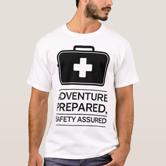 T-shirt Outdoor Adventure Safety First Aid Kit Design (Devant)