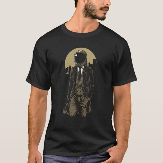 T-shirt Outer Space Traveller In The Tuxedo Retro Astronau (Devant)