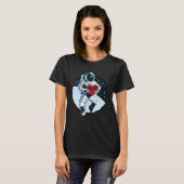 T-shirt Outer Space Valentine Astronaut Holding Red Heart (Devant entier)