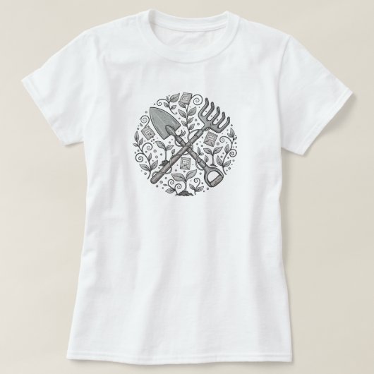 T-shirt Outil de jardin Whimsical Folk-Art | T-Shir BLANC (Design devant)