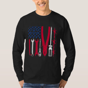 T-shirt Outil électricien American Flag Pride 4 juillet E