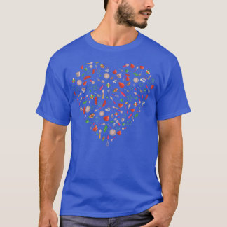 T-shirt Outils De Boulangerie En Forme De Coeur Filles Fem