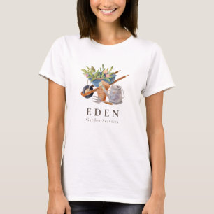 T-shirt Outils de jardinage Roue Aquarelle Entreprise