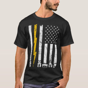 T-shirt Outils Électricien Vintage USA Drapeau Américain É