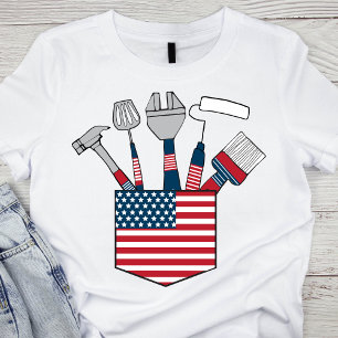 T-shirt Outils patriotiques à la fête du travail de poche