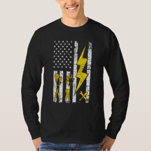 T-shirt Outils - USA Flag Electrician Patriotic Lineman 4e