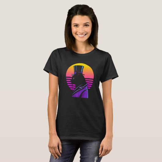 T-shirt Outrun Synthwave Cyberpunk Streampunk Chat (Devant entier)