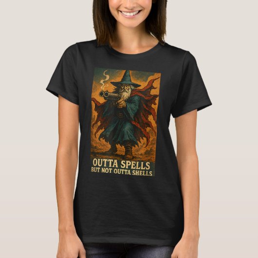 T-shirt Outta Spells But Not Outta Shells Wizard Fantasy M (Devant)